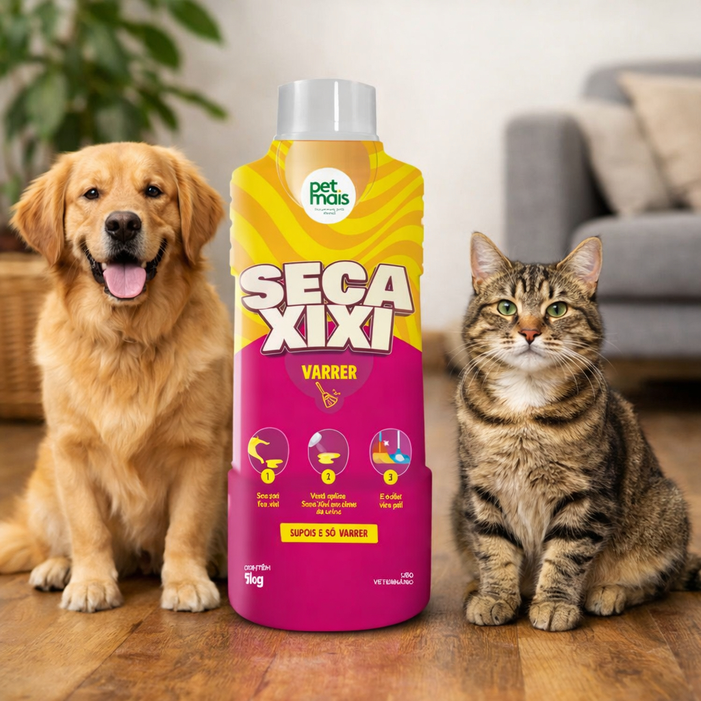 Pó Mágico Seca Xixi Pet Mais 1kg - Limpeza Rápida Urina Cães Gatos | Neutraliza Odores Talco