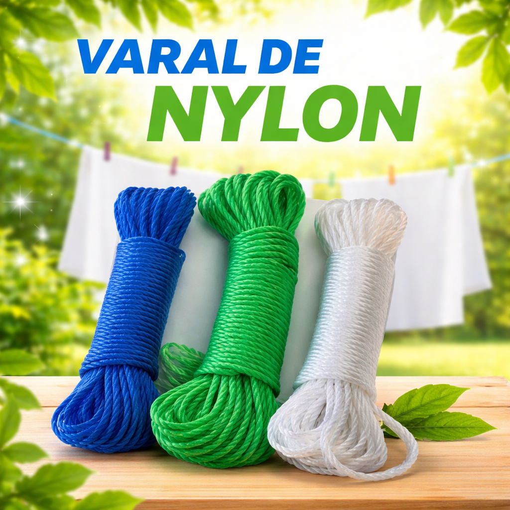 Corda de Nylon Para Varal Com 10 Metros Resistente  Cores Sortidas