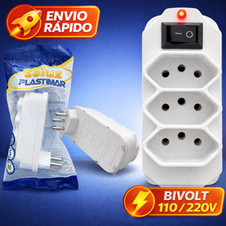 Benjamin 3 Tomadas Botão Liga Desliga Adaptador Bivolt 3 pinos 10A Benjamin 110 / 220 V Filtro Linha em Oferta na Shopee
