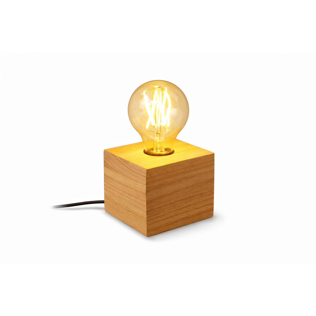 Abajur de Madeira com Lâmpada Retrô Luminária Decorativa Minimalista para Quarto e Sala Luz Aconchegante para Decoração