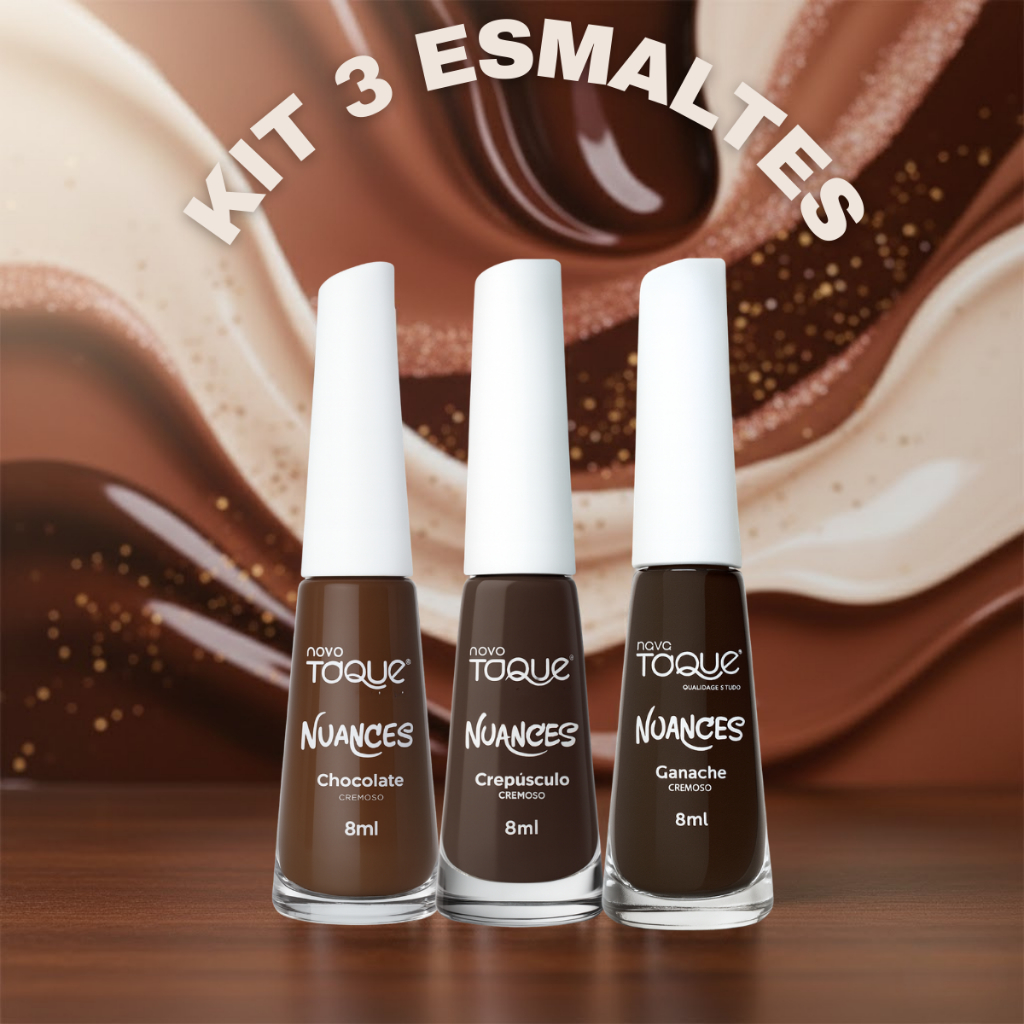 Kit de Esmaltes Novo Toque Tons De Nude E Marrom Cremosos Metálico Manicures Mais Vendidos