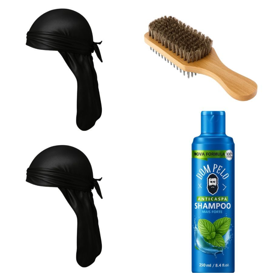 kit 2 Bandana Durag Dureg Waves Branca Preta Azul 