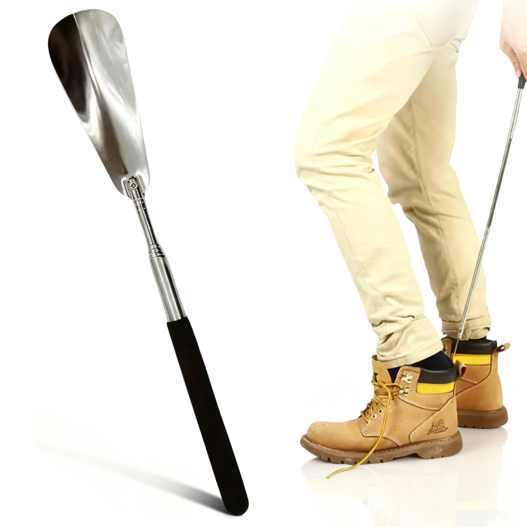 Calçadeira Telescópica Retrátil Aço Inox Ajustável Não Agacha em Oferta na Shopee