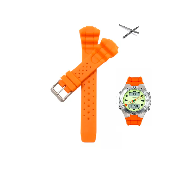 Pulseira Compatível Citizen Aqualand Jp1060 Bj2040 Al0050 B740 Laranja + Pinos