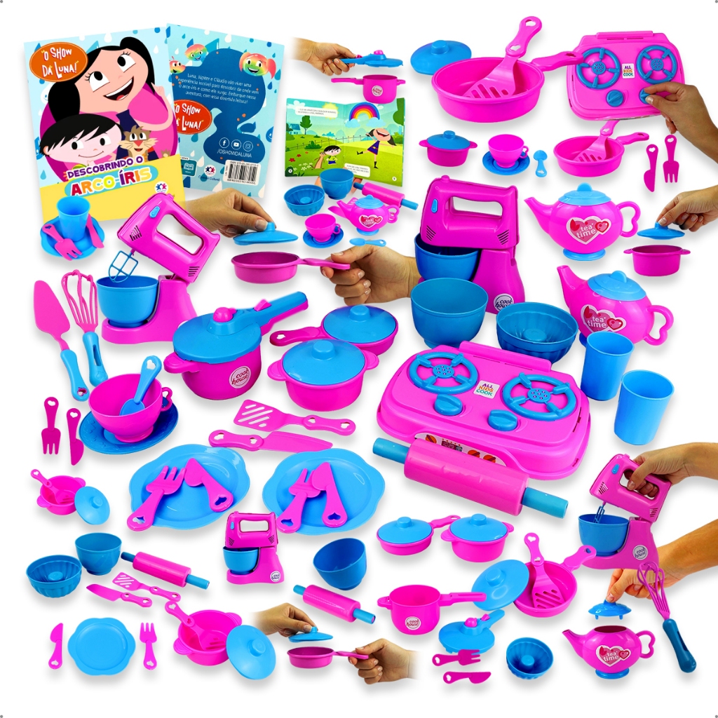 Kit Cozinha Infantil Completa Peças Educativa Batedeira Liquidificador Panelinha Brinquedo — R$ 56,96 em Shopee, 62% OFF