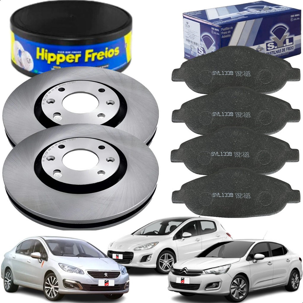 Kit Disco Pastilha Freio Dianteiro Original HF Peugeot 308 Citroen C4