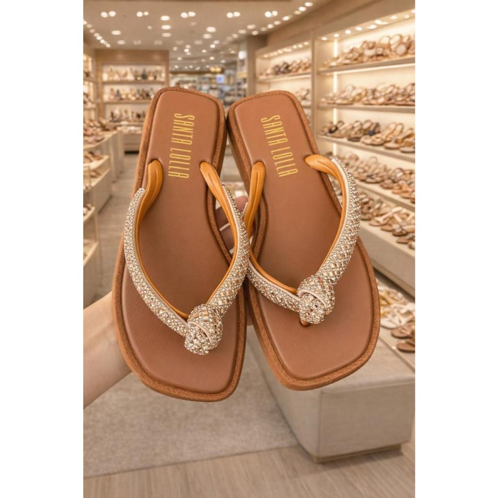 Sandália Rasteira Feminina com Nó Bico Quadrado Confortável e Elegante para Dia a Dia