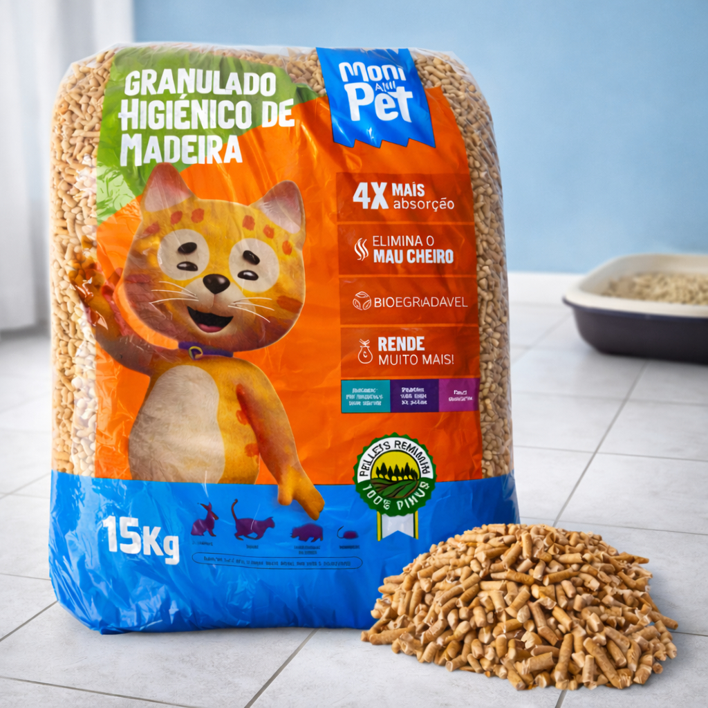Granulado de Madeira Premium 100% Pinus Higiênico Pellet Pet - Recomendado