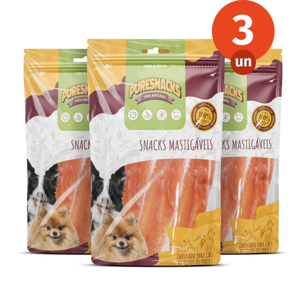 Kit Mordedor Petisco Nervos Flat Bovino 100% Natural 9 Unidades para Cães PureSnacks 60g