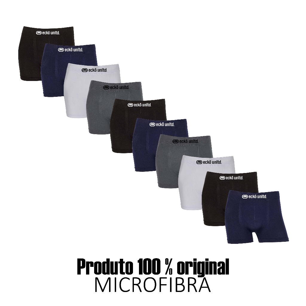 Kit 5 ou 10 cuecas boxer Ecko Sem Costura em Microfibra