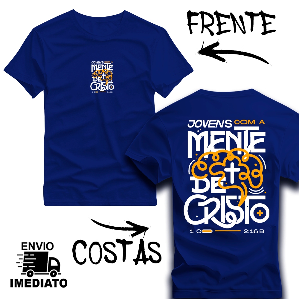 Camiseta Gospel Unissex Premium “JOVENS COM A MENTE DE CRISTO” Cristã Fé Religiosa 100% Algodão -17 em Oferta na Shopee