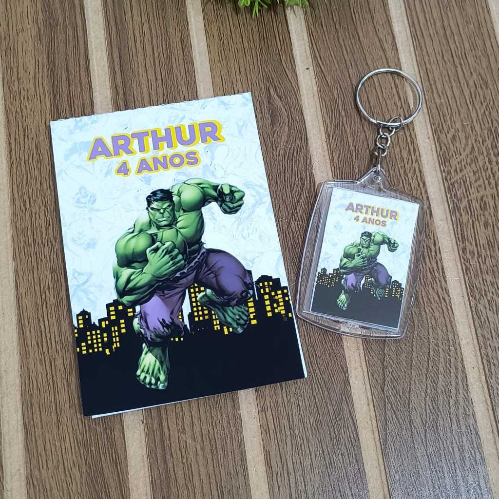 KIT 10 A 30 CHAVEIRO + BLOQUINHO PERSONALIZADO LEMBRANCINHA FESTA DE ANIVERSÁRIO HULK - TODOS OS TEMAS