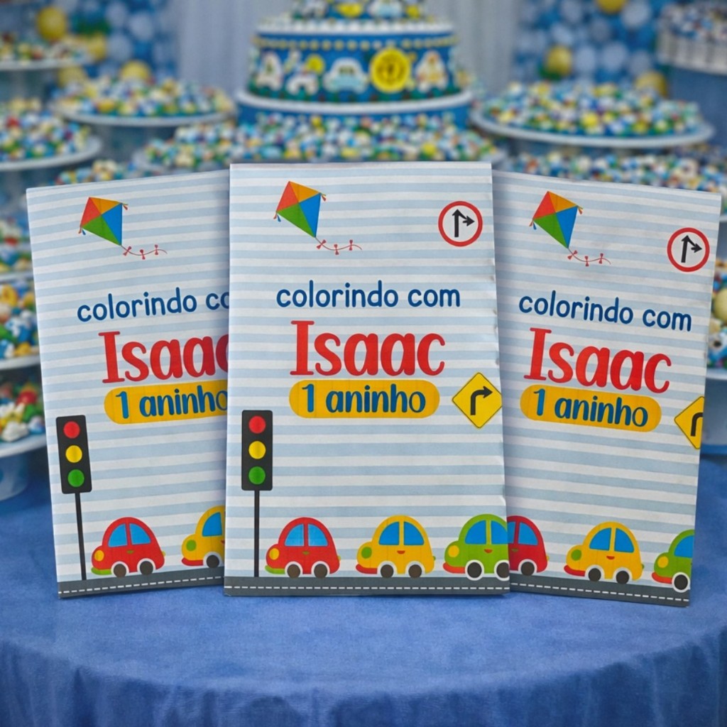 Kit 50 livrinhos personalizado Carrinhos coloridos lembrancinha de aniversário infantil