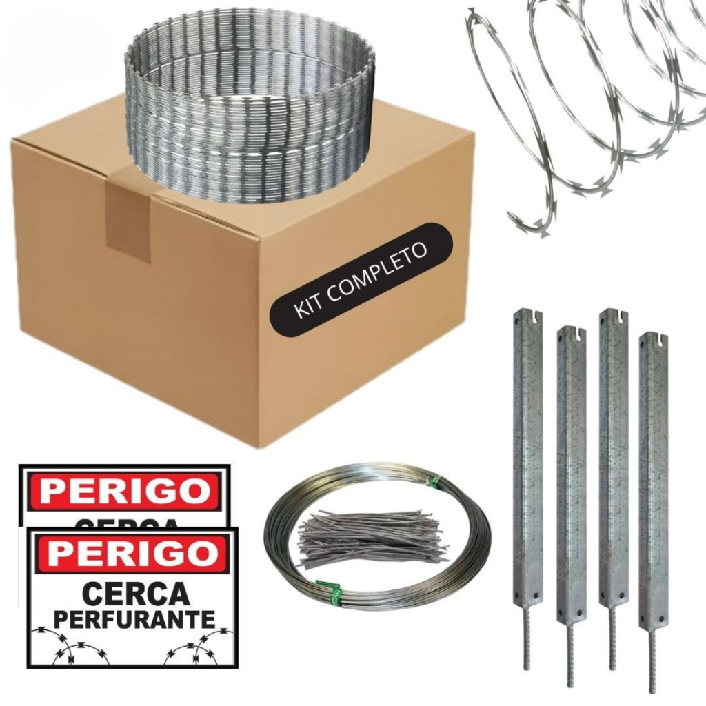 10 metros de Cerca Concertina 30cm Proteção Residencial Completo com Kit Instalação