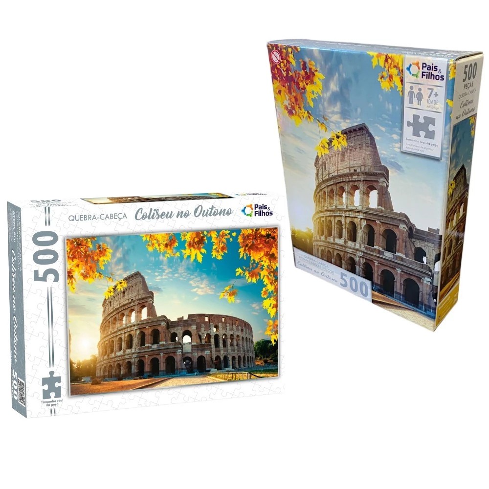 kit 2 quebra cabeças coliseu no outono 500 peças + corais 500 peças - pais e filhos — imagem 2 de 2