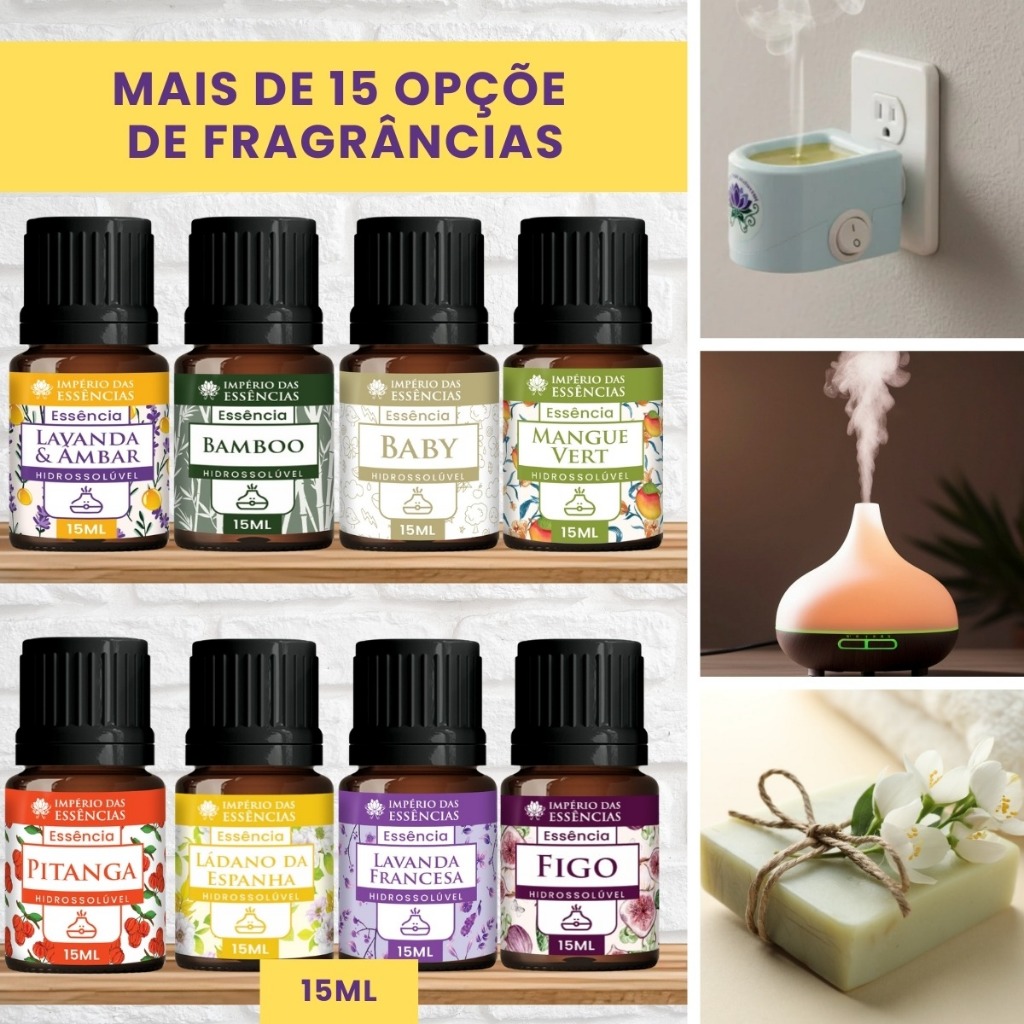 Kit Essência Hidrossolúvel 15ml Para Umidificador e Difusor Casa Cheirosa Escolha o Aroma