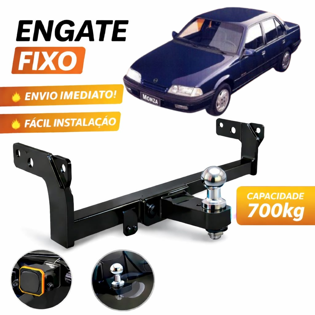 Engate Reboque FIXO Chevrolet Monza (Tubarão) 1991 Á 1996 700KG Não Fura Completo