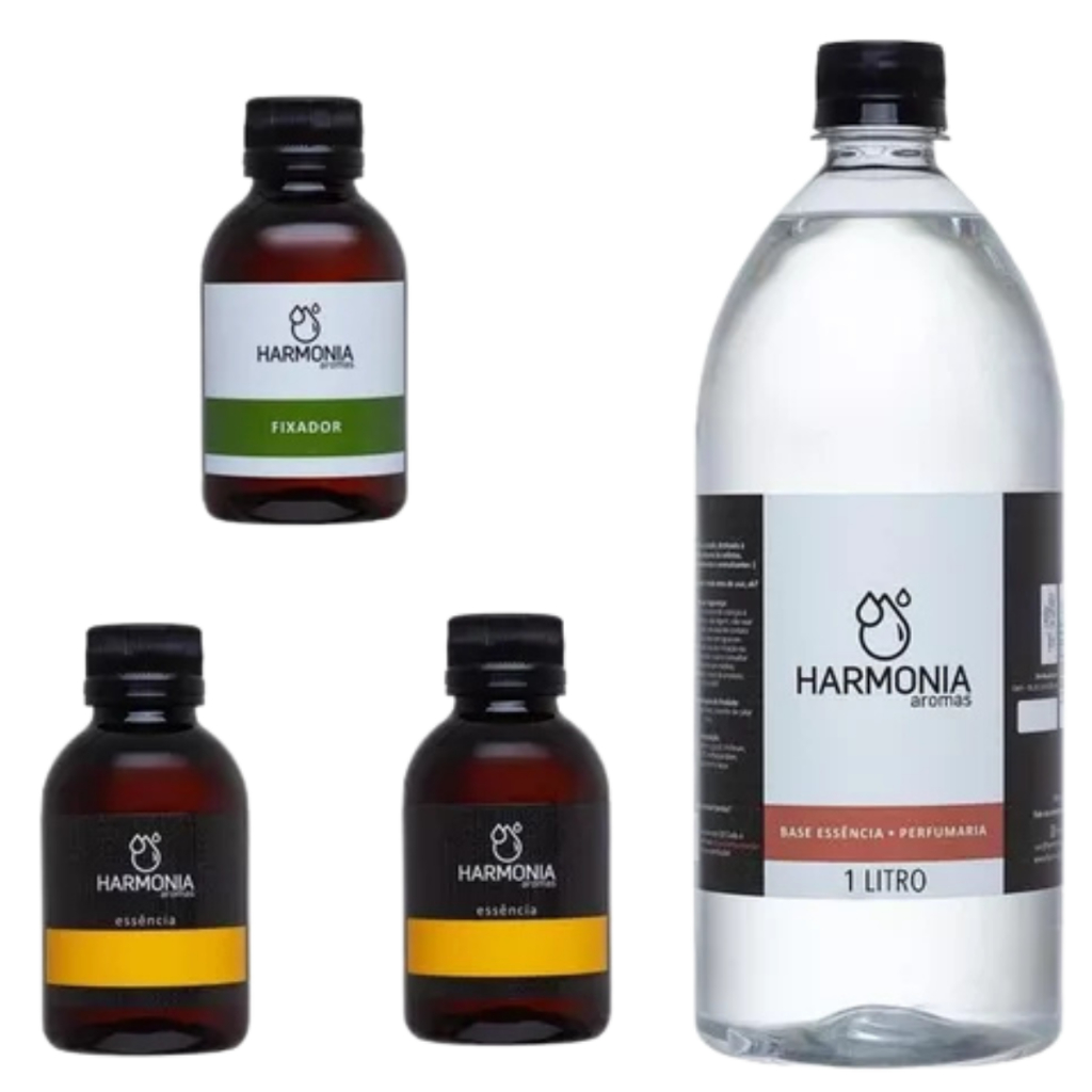 Kit Iniciante Para Perfumista Base Essência Fixador 100ml