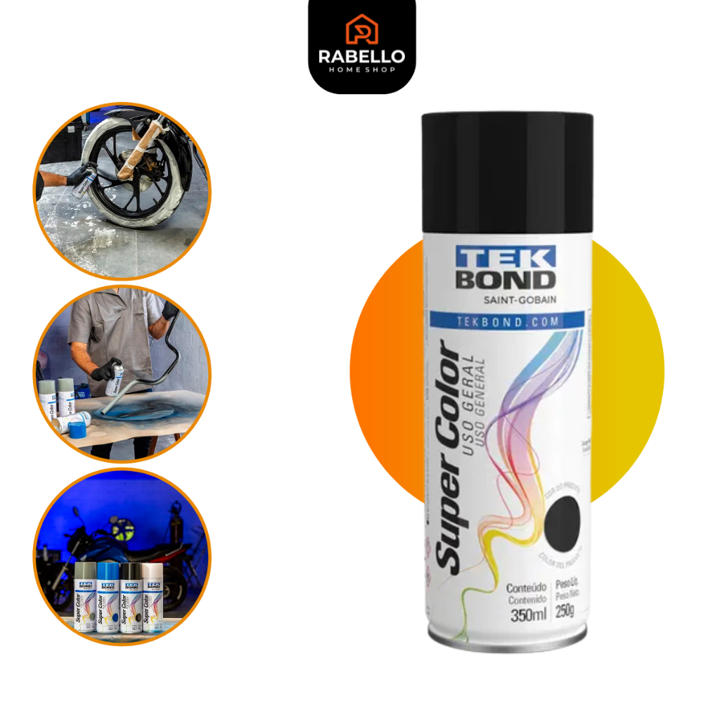 Tinta Spray Uso Geral Secagem Rápida Cores Tekbond 350ml Fosco Brilhante Multiuso Kit Premium Metal em Oferta na Shopee