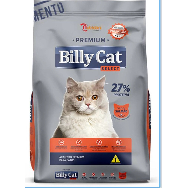 Ração Gato  adulto 1kg Billy Cat Select Premium Salmão 27% Proteína