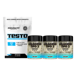 Kit 3x Colageno Tipo 2 60Cáps + Testo Refil 30Cáps | Articulações, Pele, Cabelo e Unhas - Body Nutry
