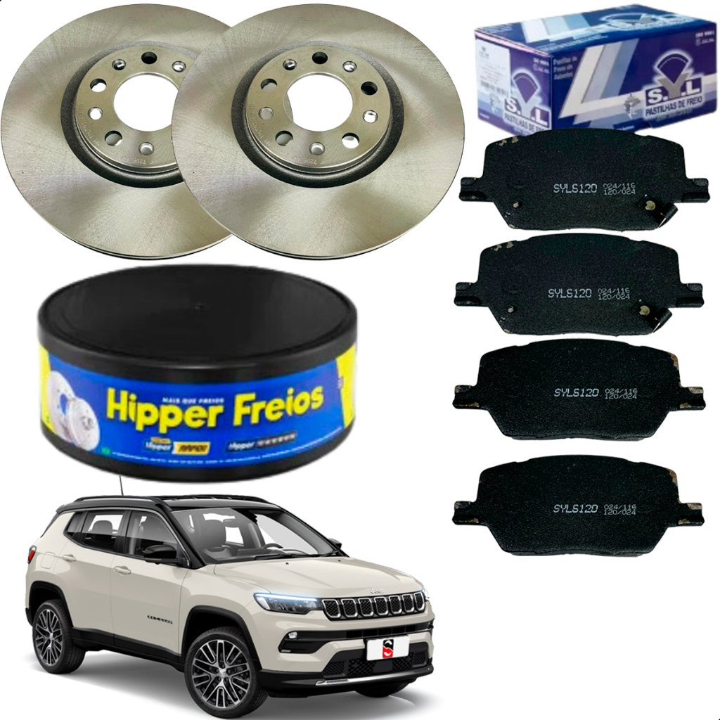 2 Discos Freio + Pastilhas Jeep Compass 2.0 2017 2018 2019