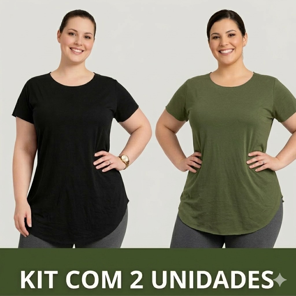 Kit 2 Camisas Fitness Plus Size Alongadas Tapa Bumbum em  Premium em Oferta na Shopee