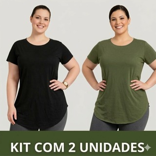 Kit 2 Camisas Fitness Plus Size Alongadas Tapa Bumbum em  Premium em Oferta na Shopee