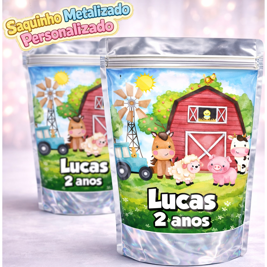 Saquinho Metalizado 15x10 Personalizado para Kit Festa Infantil lembrancinha em Oferta na Shopee