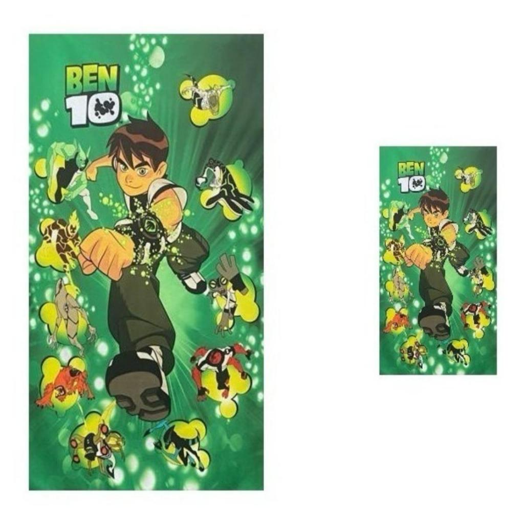 Kit 2 Toalhas Ben 10 Infantis Personagens 1 Banho 1 Rosto Lavabo Escola Lancheira