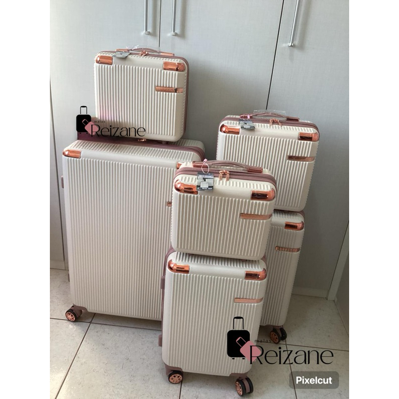 Kit Mala de Viagem 3 Peças P M G + 3 Frasqueiras Bordo Rodinhas 360° Expansível Mala Pequena Média Grande