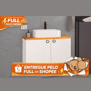 Full Kit Balcão Gabinete Banheiro + Cuba Cerâmica várias cores em Oferta na Shopee