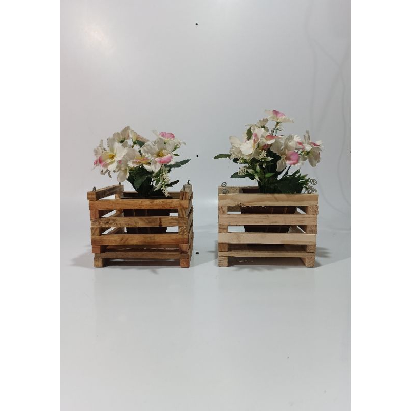 Cachepôs de madeira maciça rústicos para flores kit com 5 unidades 13,5x13,5