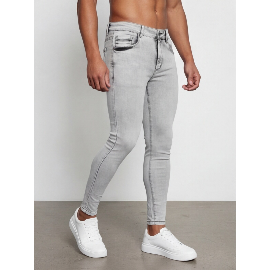 Calça Jeans Masculina Skinny Cinza Marmorizada Premium Streetwear Codi Jeans Calça Apertada Perna
