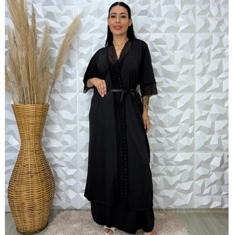 Robe Longo Feminino de Cetim Luxo | Robe Lingerie Elegante Moda Noite em Oferta na Shopee