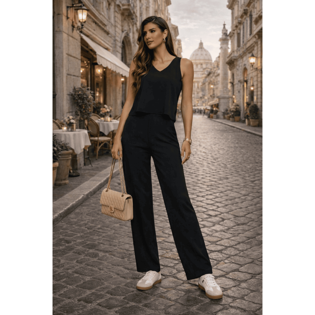 Conjunto Alfaiataria Social Feminino Calça e Blusa Em Linho