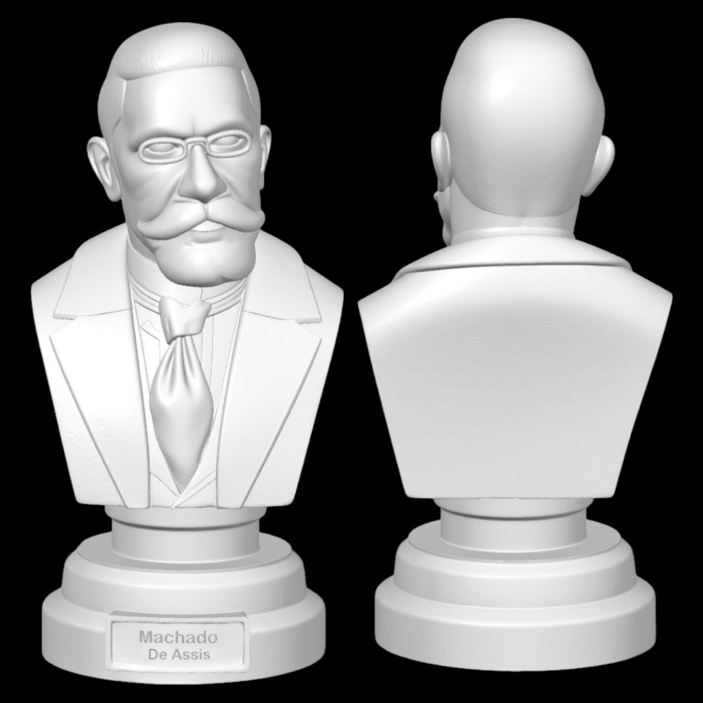 Busto Machado de Assis Escritor Estátua Impressa Em 3D Escultura da Literatura Brasileira