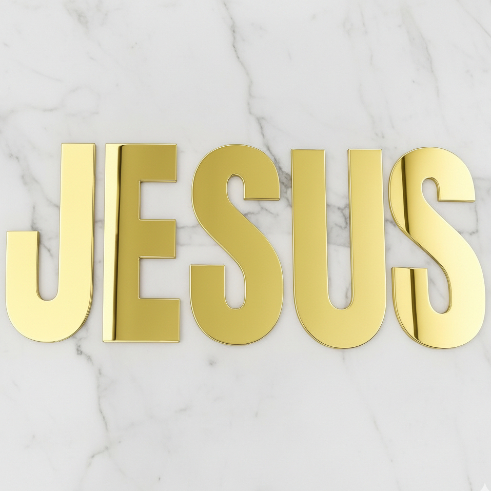 Palavra Letras Jesus 50 Cm Acrílico Espelhado Dourado Prata