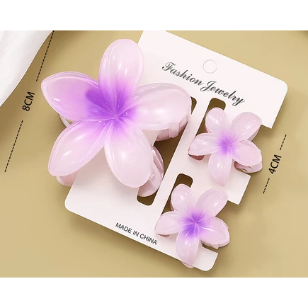 ANA 1108 Kit 3 Grampo de Cabelo de Flor Transparente Acessório Presilha para Mulheres