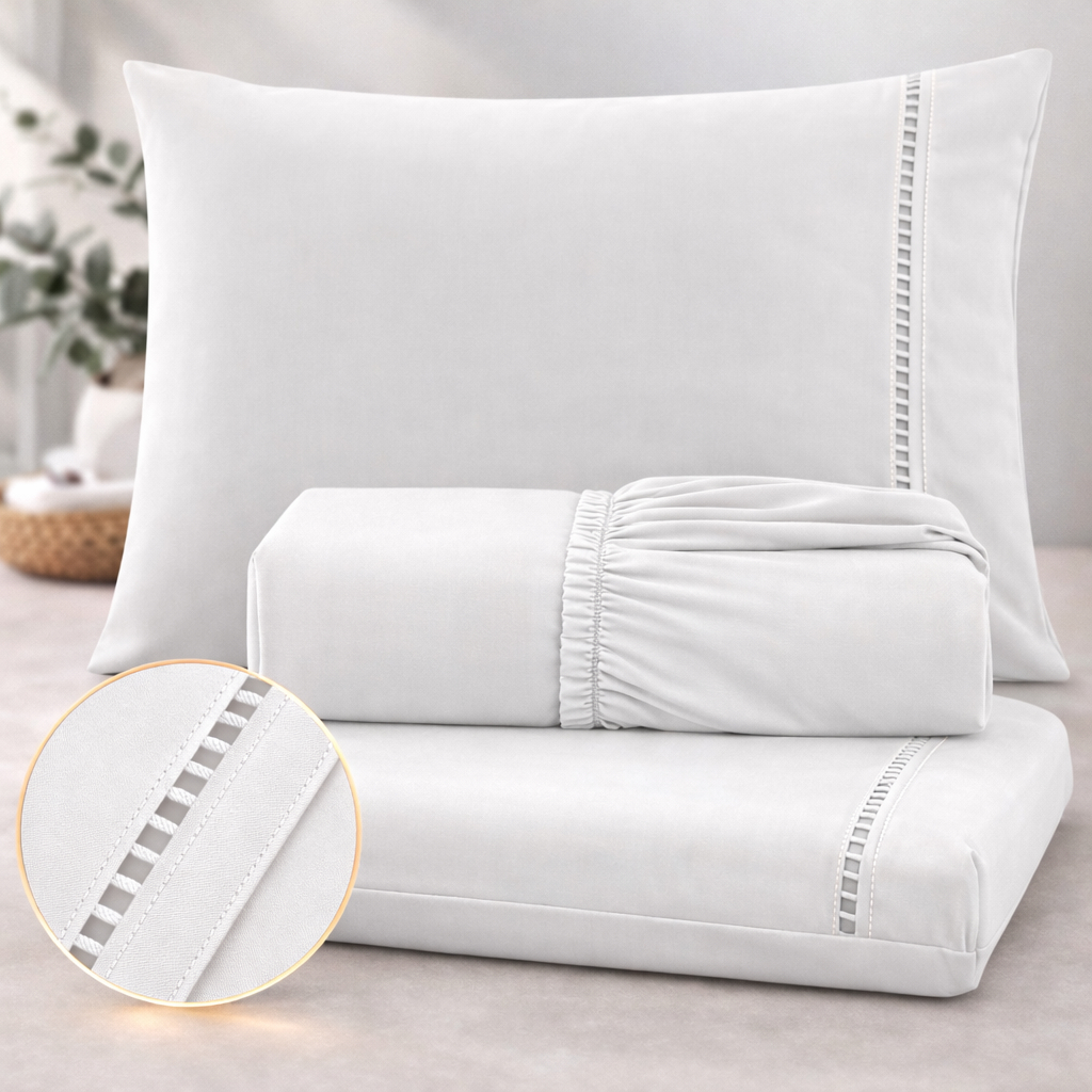 Kit Lencol Extra Macio 400 Fios Micropercal Com Ponto Palito Vários Tamanhos Lençol Casal Queen King