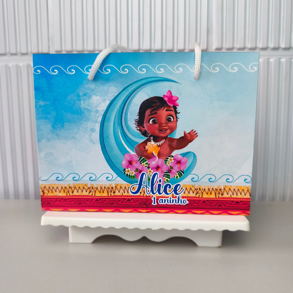 SACOLINHA PERSONALIZADA PEGUE E MONTE MOANA BABY Lembrancinha Festa infantil sacolinha surpresa