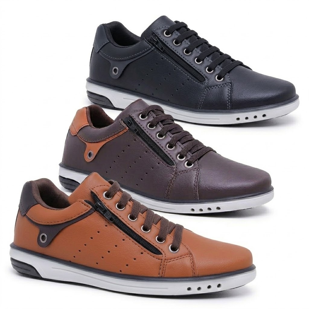 Kit 3 Pares Tênis Masculino Star Fox Elastico Confortavel