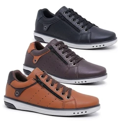 Kit 3 Pares De Sapatenis Masculino Star Fox De Elastico Confortavel A3