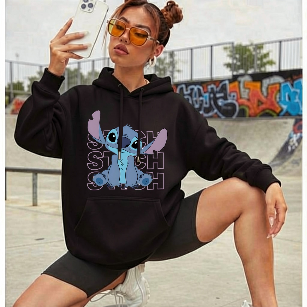 Blusa Moletom Canguru Com Capuz Unissex Feminino Estampado Desenho Infantil Sti Diversas Cores
