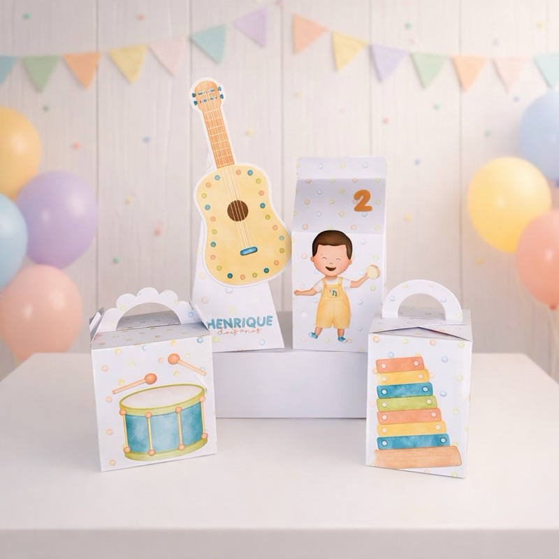 Instrumentos Musicais | Pegue e Monte | Festa | Aniversário | Personalizados | Caixinhas | Lembrancinhas em Oferta na Shopee