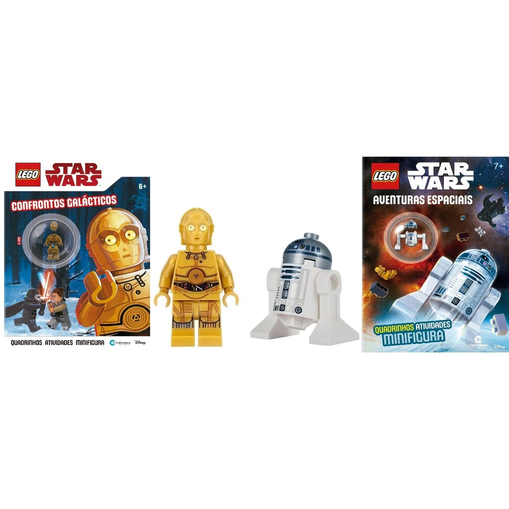 Kit 2 Livros - Livro Confronto Galacticos C3PO e Livro Aventuras Espaciais R2D2 - Lego Star Wars