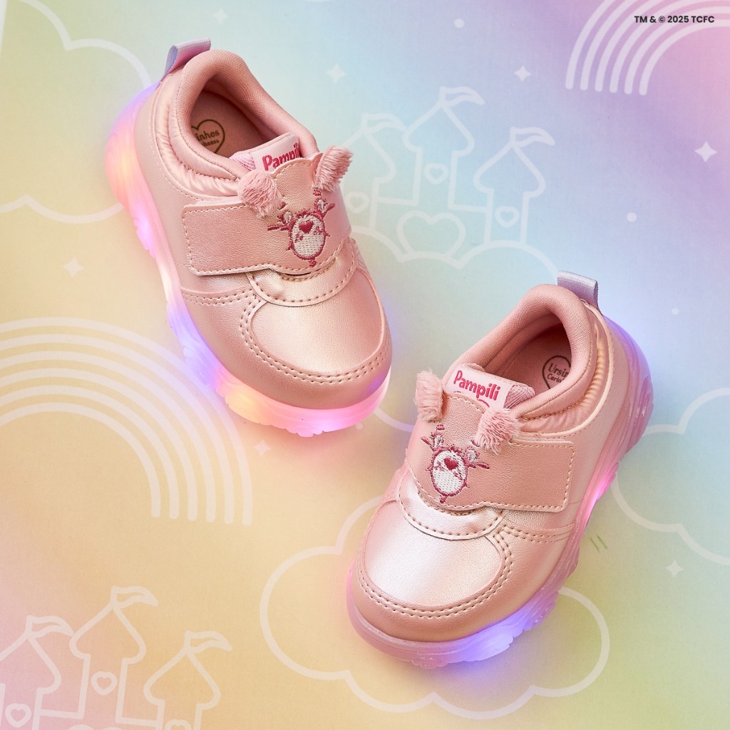 Tênis de Led Infantil Ursinhos Carinhosos Rosa Pampili