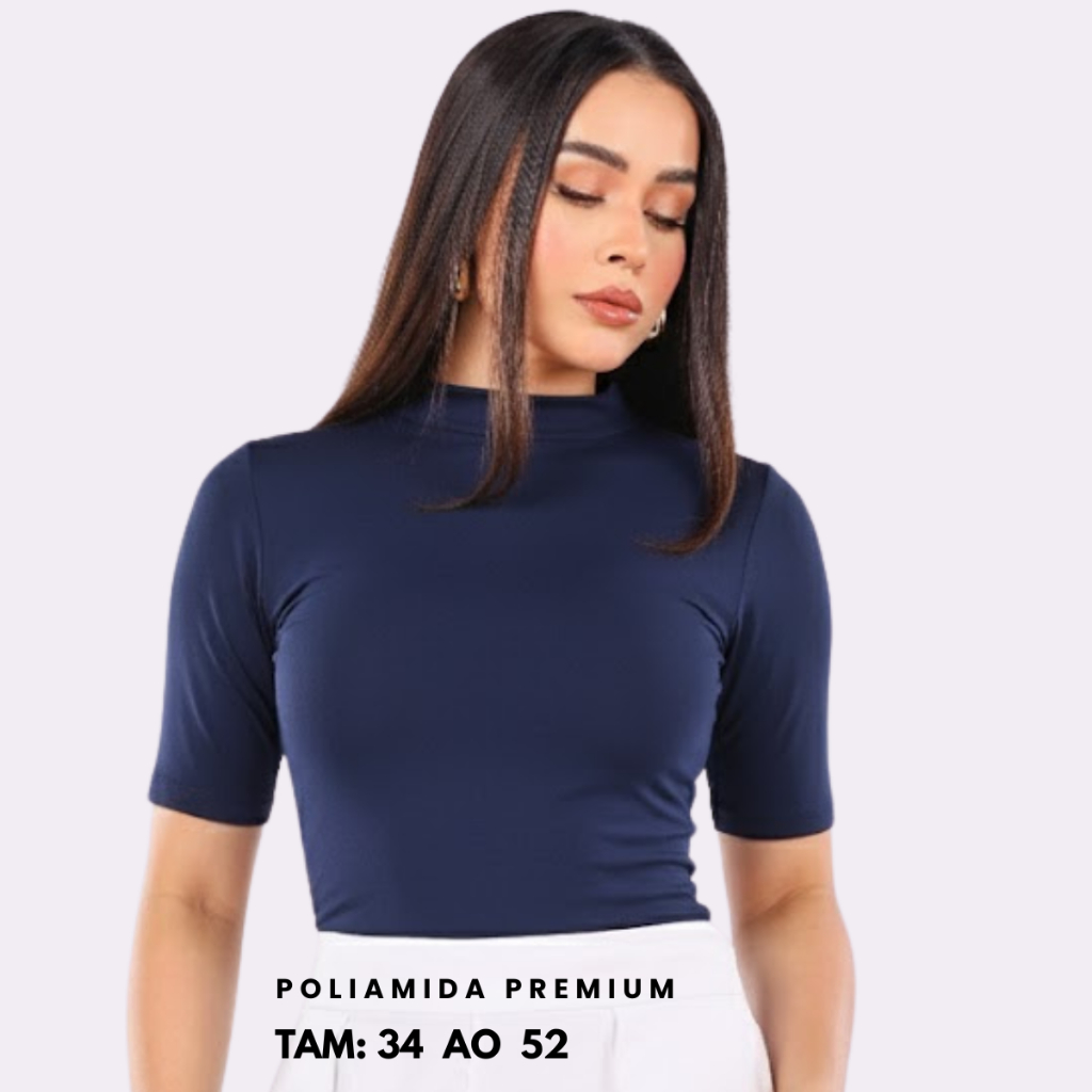 Blusa Feminina Manga Curta Poliamida com Elastano Premium Blusa Manga Longa 34 ao 52