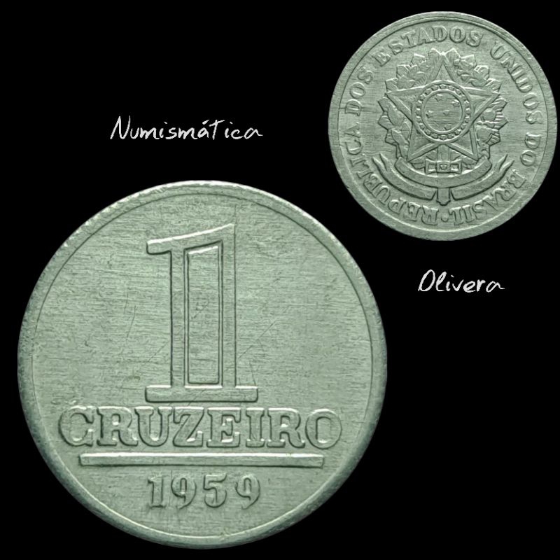Moeda antiga Brasil 1 Cruzeiro 1959.