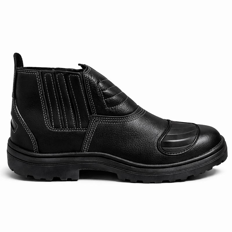 Bota botina motoqueiro couro para viagens,faixa Reflexiva com proteção:durabilidade,conforto,segurança